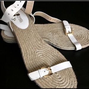 Michael Kors White Jute Strap Sandals